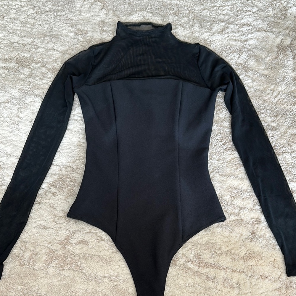 Abercrombie & Fitch Mesh Turtleneck Corset Bodysuit